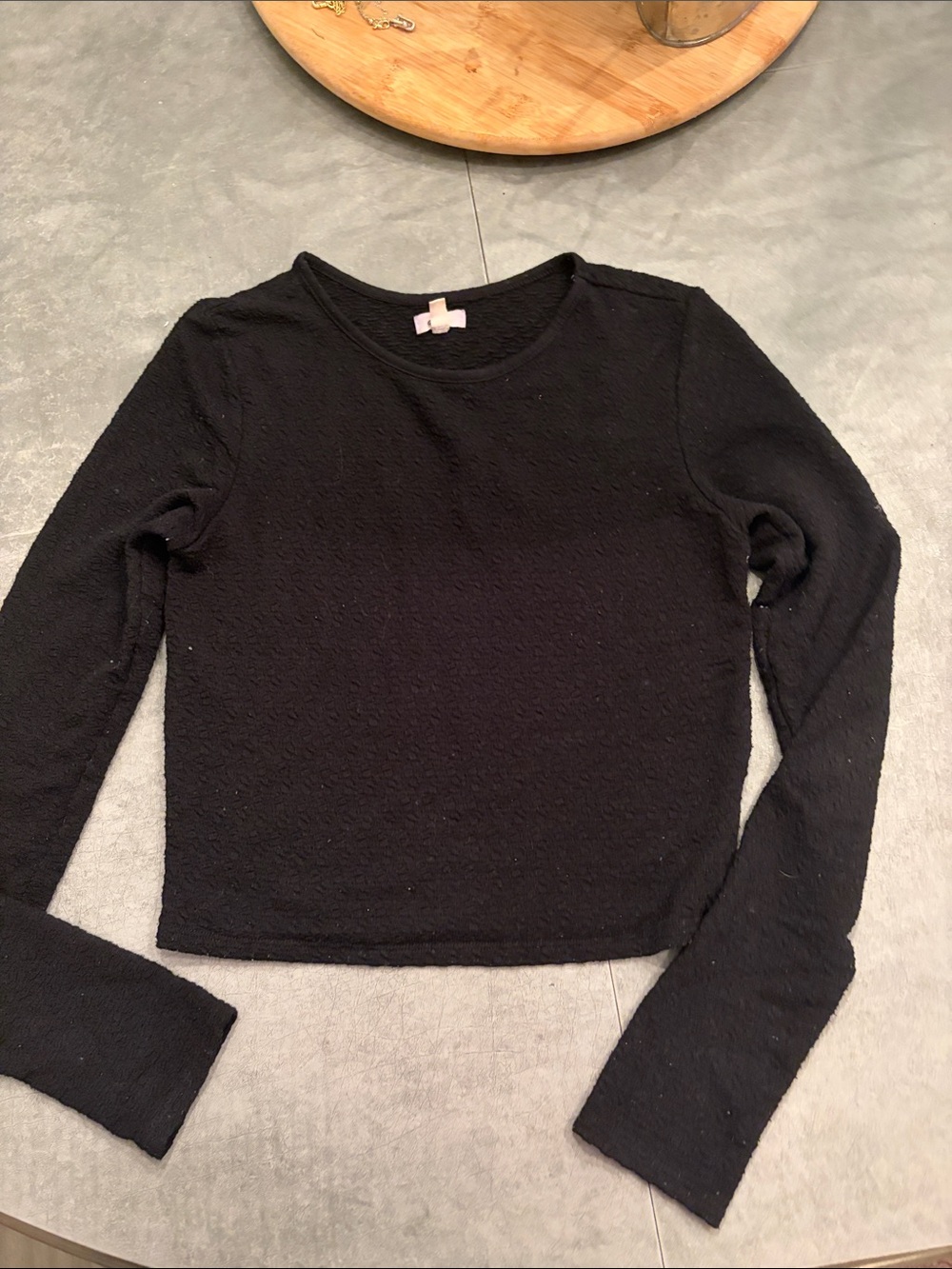 aerie Black Long-Sleeve Crewneck Top